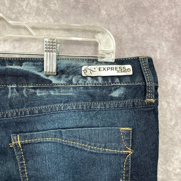 EXPRESS ZELDA Jean Legging Womens 12r Blue Whisker Slim Fit Ultra Low Rise - Picture 7 of 14